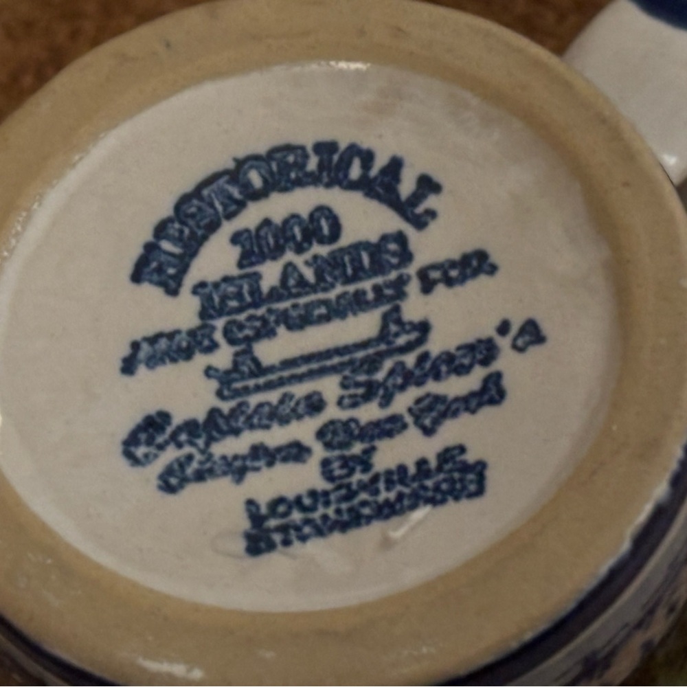 (5) Louisville Stoneware Pottery Blue and White Ceramic Mug Set - Picture 3 of 3